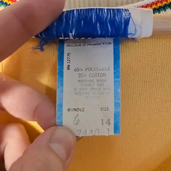 Tanglwood Yellow V-Neck Knit Dress w Pockets, Size 14 – Bright & Comfy [0345] - Picture 8 of 9